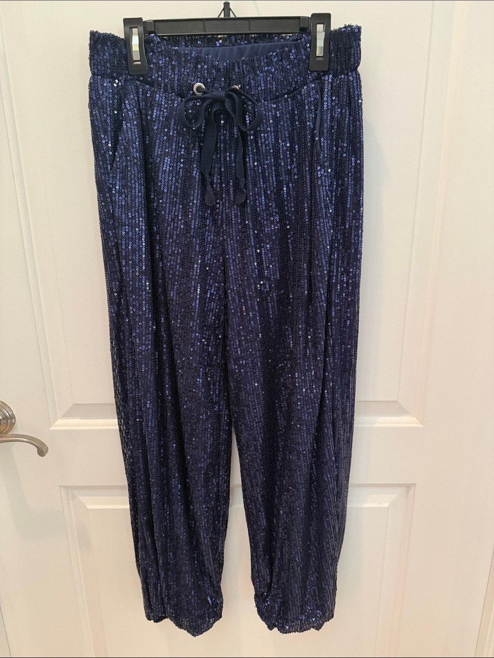 Navy Sequin Jogger Pants